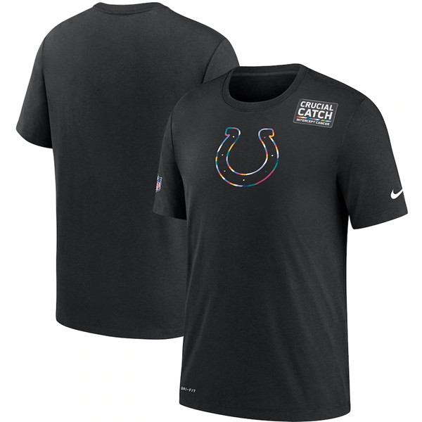 Men's Indianapolis Colts 2020 Black Sideline Crucial Catch Performance NFL T-Shirt